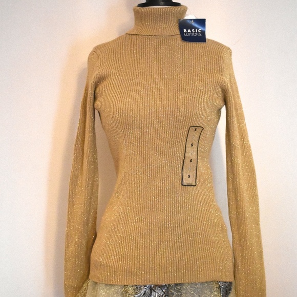 Basic Editions Tops - NWT Basic Editions Gold Turtleneck Size Small